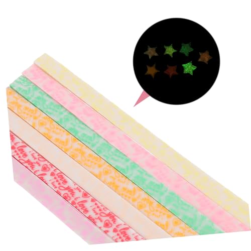 LOLIPPYY 200 Stück Leuchtende Origami Sternpapiere Buntes Faltpapier zum Basteln Glow in The Dark Papier für DIY Handarbeiten Farbige Sterne mit Mustern für Kreative Zufällige Farbe von LOLIPPYY