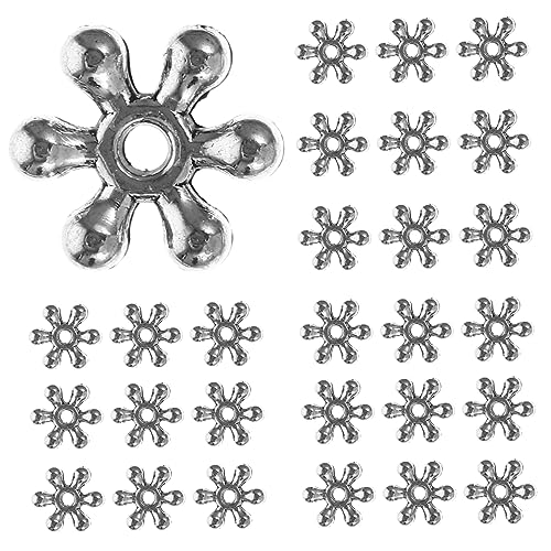 LOLIPPYY 200 Stück Schneeflocken Abstandsperlen Langlebiger Legierung für Schmuckherstellung DIY Armband Halskette Ohrring Zubehör Silberfarben von LOLIPPYY