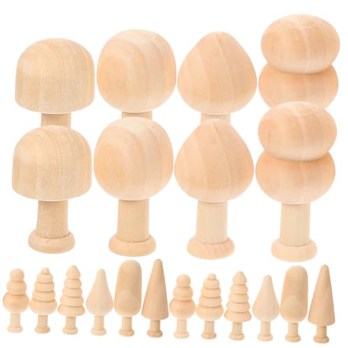 LOLIPPYY 20Stücke Unvollendete DIY Holzbäume für Kreative Malendekoration Miniatur Holzfiguren Robustem Material für Bastelprojekte und Graffiti Aktivitäten von LOLIPPYY