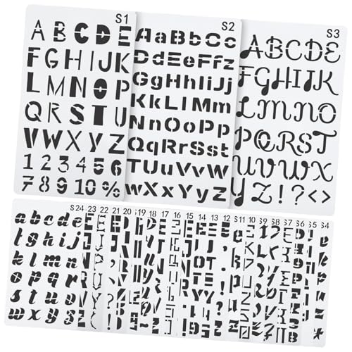 LOLIPPYY 24 Blatt Teiliges Buchstaben schablonen Langlebigem Pet Wiederverwendbare Malvorlagen für Kreative Handlettering Leichte Kompakte DIY Zeichen schablonen für Wandkunst und von LOLIPPYY