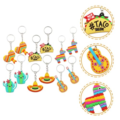 LOLIPPYY 24 Stück Teiliges Mexikanisches Schlüsselanhänger Farbenfrohe Fiesta Party Deko Leichte Schlüsselanhänger Anhänger Rostfrei Langlebig als Geschenk für Sommerfest Dekoration von LOLIPPYY