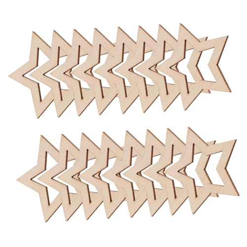 LOLIPPYY 25 Stück Teiliges Hohlstern Holzscheiben zum Basteln Unbehandelte Holzsterne für Weihnachtsdeko DIY Holzornamente Kreative Bastelsterne aus Holz Anhänger für Party von LOLIPPYY