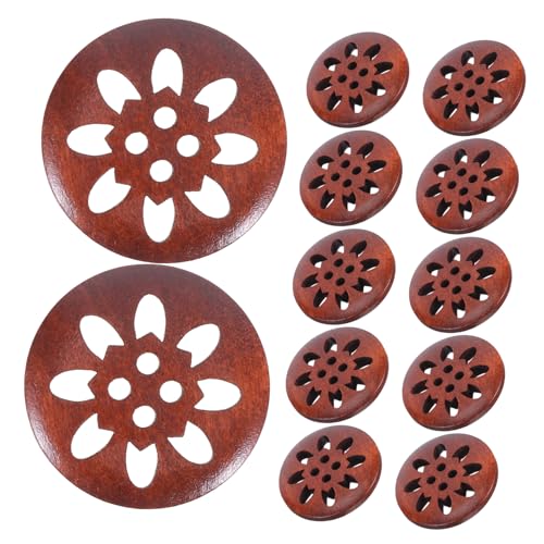 LOLIPPYY 25 Stück Teiliges Holzknöpfe Naturfarben mit Blumenmuster für DIY Bastelarbeiten und Bekleidungsdekoration Geeignet für Mäntel Hemden und Uniformen von LOLIPPYY