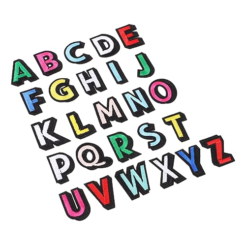 LOLIPPYY 26 Stück Buchstaben-Patch alphabet sticker buchstabenaufkleber aufbügelbilder Stoffdekoration Filzbuchstaben Nähen Entzückende Stickerei-Kleidungsflecken Kleiderflicken Polyester von LOLIPPYY