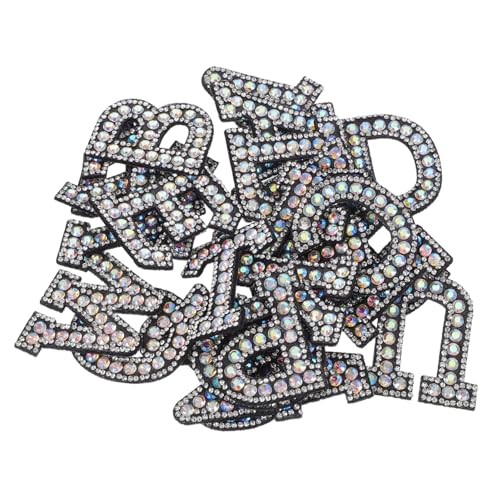 LOLIPPYY 26 Stück Teiliges Bügelbild mit Strass Buchstaben Patches zum Aufbügeln und Nähen Robust Haftend für Textilien Taschen Hüte und DIY Kleidung Dekoration Funkelnde Applikationen von LOLIPPYY