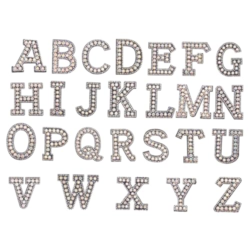 LOLIPPYY 26 Stück Teiliges Strass Buchstaben Aufnäher zum Aufnähen und Bügeln Langlebige Textil Patches mit Glitzerverzierung Geeignet für Kleidung Taschen Hüte und Schuhe Hautfreundlich von LOLIPPYY