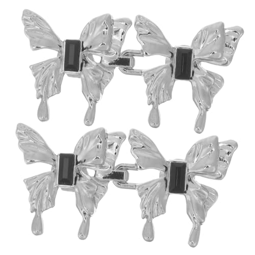 LOLIPPYY 2Paare Verstellbare Jeansknöpfe Dekorative Taillenknöpfe Abnehmbar und Installieren für Hosen Kleider und Shirts Silberne Butterfly Form von LOLIPPYY