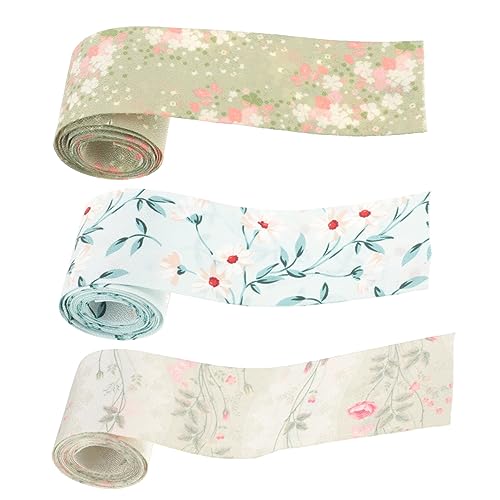 LOLIPPYY 3 Rollen Blumendraht Breit Dekoratives Bastelband mit Floralem Muster Langlebiges und Partyband für DIY Kränze Geschenkanhänger und Sommerdekorationen von LOLIPPYY