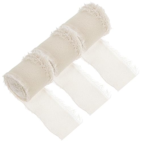 LOLIPPYY 3 Rollen Chiffon-Gürtel mit ungesäumten Kanten Hochzeit Schleife Party seidenband ribbon ripsband dekobänder verpackung Wickelband Valentinsband Polyester Weiß von LOLIPPYY