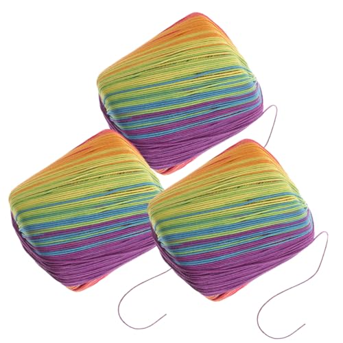 LOLIPPYY 3 Rollen Farbverlauf Baumwollgarn für DIY Stricken und Häkeln Weiches Garn für Schal Hut Pullover Vielseitiges Material für Handarbeiten und Heimtextilien von LOLIPPYY