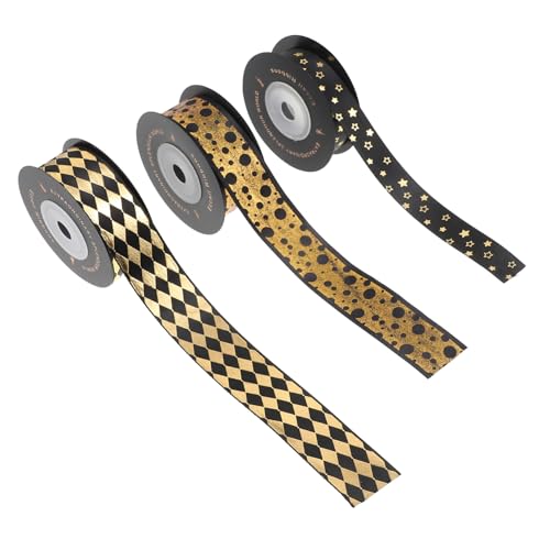 LOLIPPYY 3 Rollen Geschenkverpackungsband Schwarz Gold Folie DIY Schleifenband Geschenkdeko Floristik Bastelband Vielseitig Verwendbar für Geburtstage Blumen und Geschenkpakete LOLIPPYY 3 Rollen Geschenkverpackungsband Schwarz Gold Folie DIY Schleifenband Geschenkdeko Floristik Bastelband Vielseitig Verwendbar für Geburtstage Blumen und Geschenkpakete von LOLIPPYY