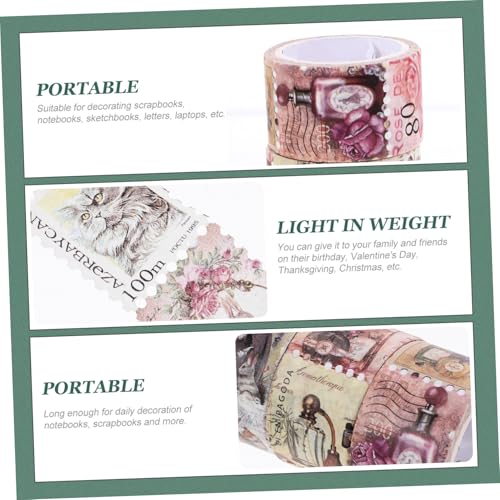 LOLIPPYY 3 Rollen Retro Washi Tape mit Briefmarken motiven Selbstklebendes Dekoratives Klebeband für Scrapbooking DIY Notizbuch Deko Bastelaufkleber für Planer und Journale von LOLIPPYY