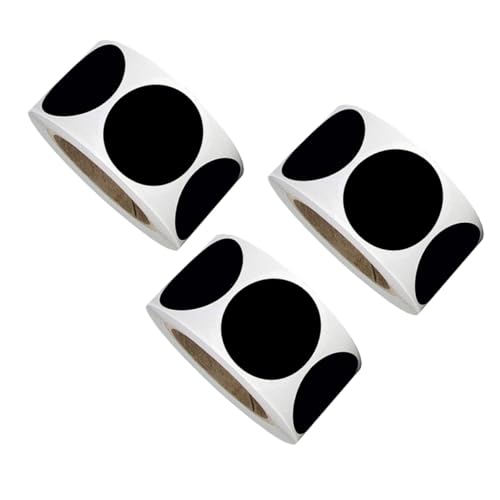LOLIPPYY 3 Rollen Runde Schwarze Selbstklebende Chalkboard Aufkleber mit Etiketten pro Wiederbeschreibbare PVC Label für Küche Büro Schule Vielseitige Dekorations und Beschriftungsaufgaben von LOLIPPYY