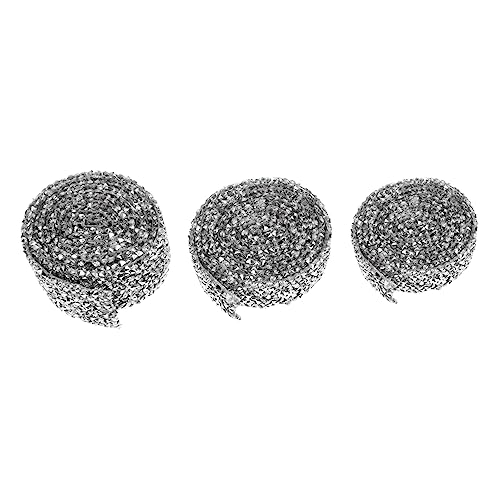LOLIPPYY 3 Stück Diamantband zum Basteln Party Hochzeitsdekorationen klobig Hotfix schier für seidenband ribbon lendengürtel bund gurt rot-weiß-blaues Band glänzendes Strassband Harz Silver von LOLIPPYY