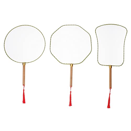 LOLIPPYY 3 Stück Diy Holzgriff Fächer Blank Rund Handfächer und Bastelfächer Dekorativer Bastelbedarf für Gestaltung Zufällige Farbe von LOLIPPYY