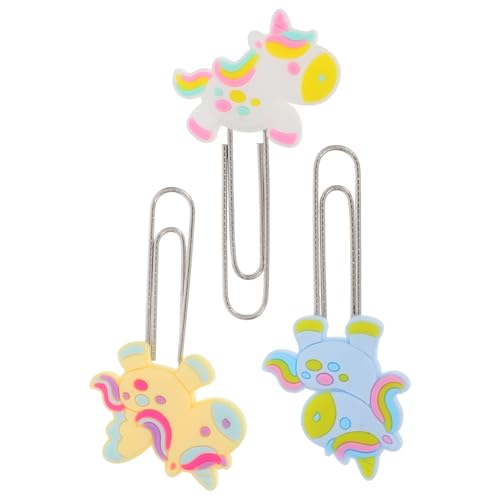 LOLIPPYY 3 Stück Niedliche Cartoon Metall Büroklammern Stabile Lesezeichen und Binder Clips mit Schützender Kante für Schule Büro Zuhause als Memo Notizhalter Geeignet von LOLIPPYY