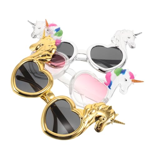 LOLIPPYY 3 Stück Teiliges Einhorn Brillen Transparent Regenbogen Partybrillen Wiederverwendbar Kindergeburtstag Foto Requisiten Tropisches Partyzubehör Spaßige Kostümaccessoires von LOLIPPYY