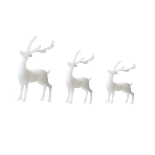 LOLIPPYY 3 Stück Teiliges Kristall Epoxidharz Mikro Landschaftsornament Dreidimensionale Elch Deko in Klein Mittel Groß für DIY Mikrolandschaftsverzierung und Bastelarbeiten von LOLIPPYY