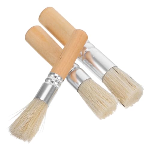 LOLIPPYY 3 Stück Teiliges Pinselset Natürliche Borsten Holz Schablone Pinsel für Acryl Öl Aquarell Malerei Indoor Outdoor Vielseitig für Detailreiche Kunstprojekte von LOLIPPYY