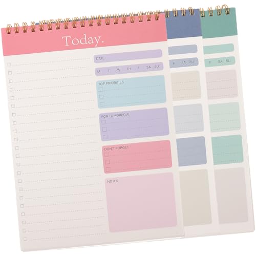 LOLIPPYY 3 Stück Teiliges Planer notizbuch Tragbares Tagesplaner Notizheft mit Spiralbindung Leichtes To do listen Memo Pad Praktische für Arbeit Schule und Alltag Undatierter Wochenplaner von LOLIPPYY