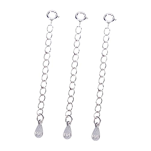 LOLIPPYY 3 Stück Teiliges Silber Verlängerungskette Einstellbare Kette für Armbänder Schmuck DIY Zubehör mit Karabiner und Tropfenanhänger Langlebig und Praktisch von LOLIPPYY