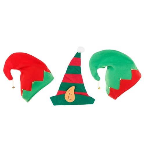 LOLIPPYY 3 Stück Teiliges Weihnachtsmützen Rot Grün Gestreift mit Ohren Weiches Hautfreundliches Material Festliche Partyhüte für Erwachsene für Weihnachtskostüme Bühnenauftritte und LOLIPPYY 3 Stück Teiliges Weihnachtsmützen Rot Grün Gestreift mit Ohren Weiches Hautfreundliches Material Festliche Partyhüte für Erwachsene für Weihnachtskostüme Bühnenauftritte und von LOLIPPYY