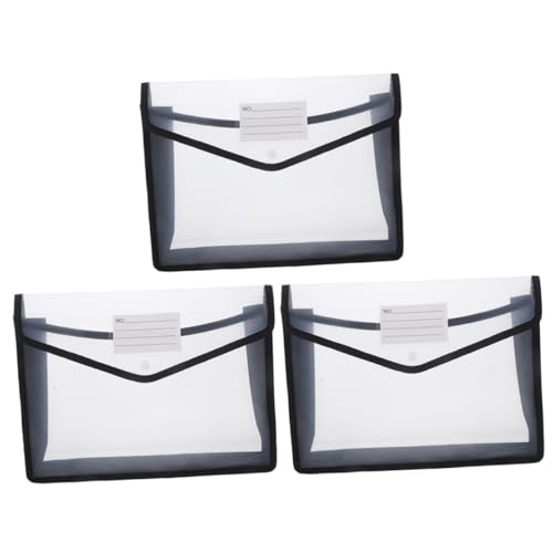 LOLIPPYY 3 Stück Wasserfeste Dokumententasche Transparent mit Druckknopf Robuster Organizer aus PP und Aluminiumlegierung Strapazierfähige Aufbewahrungstasche für Quittungen Rechnungen und von LOLIPPYY