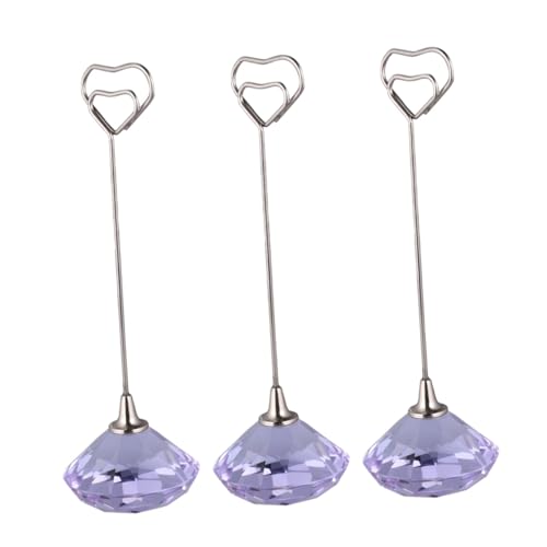 LOLIPPYY 3 Stücke Herzförmige Notizhalter Diamantbasis Stabile Memo und Fotoclips Violett Papierhalter für Büro Hochzeiten Partydekoration von LOLIPPYY