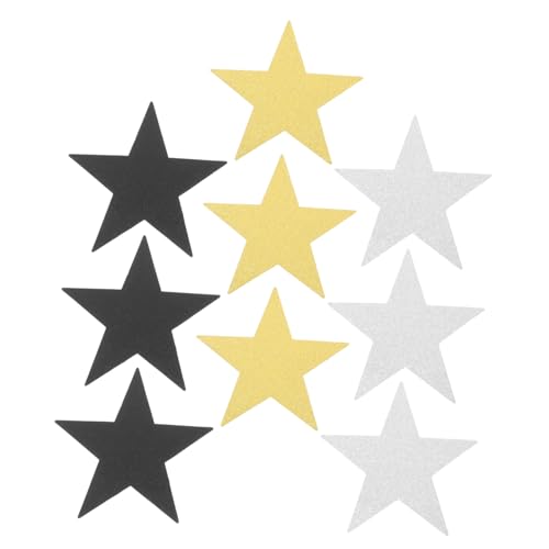 LOLIPPYY 30 Stück Teiliges Glitzerstern papier Handgeschnittene Fünfzackige Sterne in Gold Silber und Schwarz Glitzernde Papiersterne zum Basteln Dekorieren von Klassenzimmern Partys und von LOLIPPYY