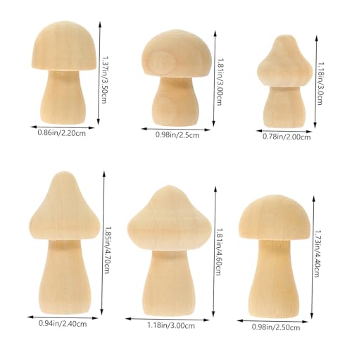 LOLIPPYY 30 Stück Teiliges Unfertige Holzpilzmodelle mit Glatter Oberfläche Verschiedene für DIY Kinderbasteln Bemalbar Vielseitig für Heimdeko Festtags Weihnachtsgestaltung von LOLIPPYY