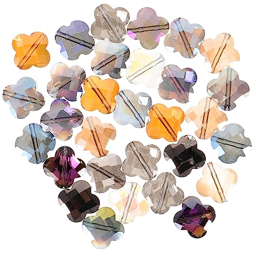 LOLIPPYY 30Stücke Glasperlen für DIY Armbänder Vierblättrige Perlen zum Auffädeln und Schmuckherstellung Glänzende Farben für Handwerk von LOLIPPYY