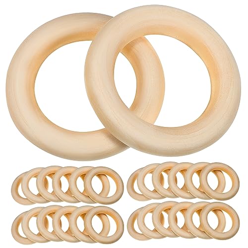 LOLIPPYY 30Stücke Holzringe Unfertige Holzringe zum Basteln für Makramee und DIY Projekte Natürliche Holzmaterialien Vielseitig Einsetzbar für Schmuck von LOLIPPYY