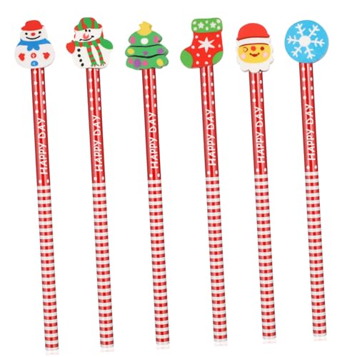LOLIPPYY 36 Stück Teiliges Weihnachtsbleistifte mit Radiergummi Bunte Cartoon Motive Stabile Holzbleistifte für Weihnachtliche Schreibwaren als Partyfüllung und Schulpreis von LOLIPPYY
