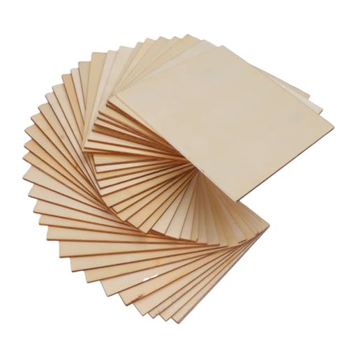 LOLIPPYY 36 Stück Umweltfreundliche Holzscheiben Quadratische Holzstücke für DIY Bastelprojekte Unbehandelte Holzplatten für Dekoration und Kunsthandwerk von LOLIPPYY
