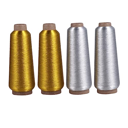 LOLIPPYY 4 Rollen Metallisches Stickgarn für DIY Kreuzstich Gold und Silberfaden für Computer Stickerei und Dekorative Nähprojekte von LOLIPPYY