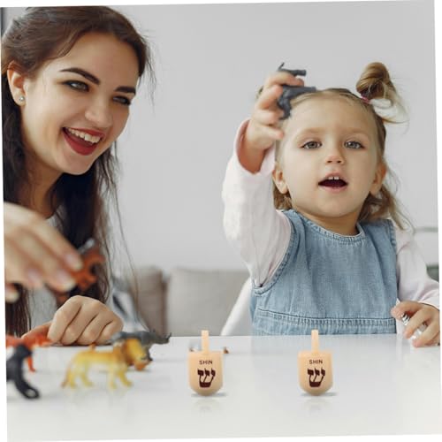 LOLIPPYY 4 STÜCKE Teiliges Hanukkah Holzkreisel mit Bunten Hebräischen Buchstaben Ergonomisch Langlebig Fördert Feinmotorik und Soziale Interaktion Traditionelle Jüdische von LOLIPPYY