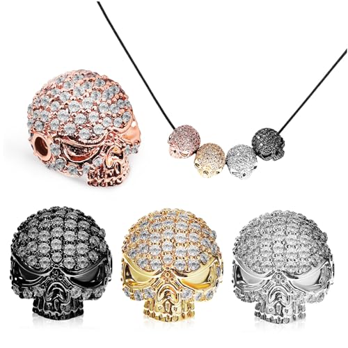LOLIPPYY 4 Stck. Totenkopf Abstandshalter Perlen Metall Schädel Form DIY Schmuck Basteln Halloween Charms für Armbänder Halsketten Zubehör LOLIPPYY 4 Stck. Totenkopf Abstandshalter Perlen Metall Schädel Form DIY Schmuck Basteln Halloween Charms für Armbänder Halsketten Zubehör von LOLIPPYY