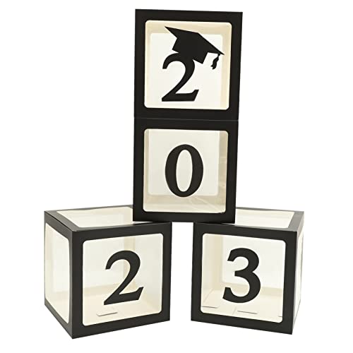 LOLIPPYY 4 Stück Boxen Abschlussbox 2023 Zahlen party decoration party dekoration Abschlussballonbox Ballonhüllen für den Abschluss Ballonhülle für die Abschlussfeier Papier Black von LOLIPPYY