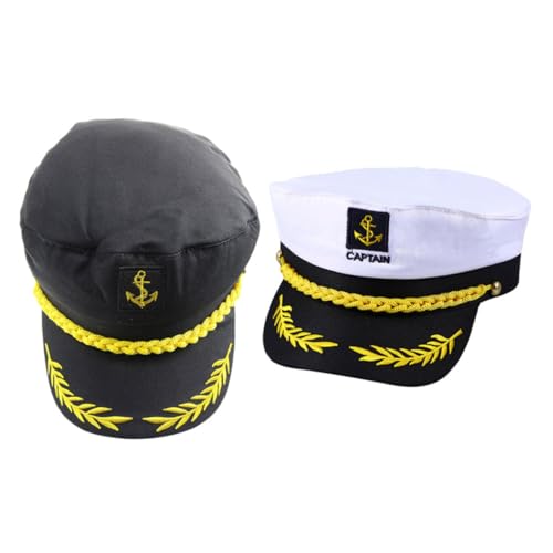 LOLIPPYY 4 Stück Kapitänsmützen Atmungsaktiv Sonnenhut Verstellbar Segler Yacht Boot Party Cosplay Zubehör für Erwachsene und Mottopartys von LOLIPPYY