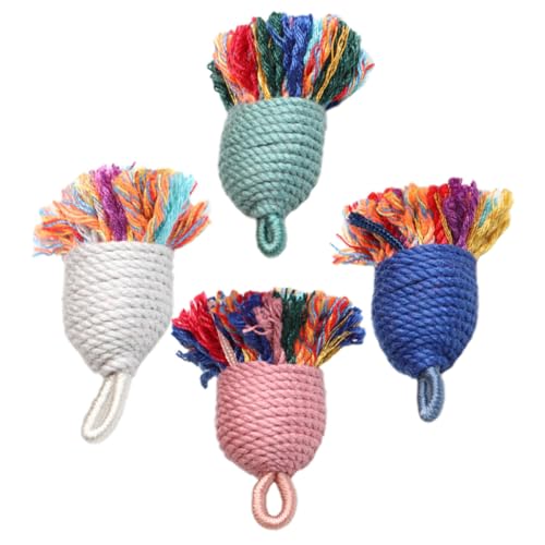 LOLIPPYY 4 Stück Mini Quasten Anhänger aus Weichem Baumwollgarn Kleine Dekorative Tassel für DIY Schmuck Schlüsselanhänger und Bastelprojekte Farbige Handgemachte Püskül Zufällige Farbe von LOLIPPYY