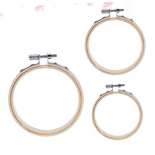 LOLIPPYY 4 Stück Stickkit Stichrahmen Stoff Kreisrahmen Nähen Kreuzstichreifen Stickrahmen Stickerei Kreuzstichzubehör Kreuzstichkreis Stickkreis Kreuzstichring Stickständer Khaki Bambus von LOLIPPYY