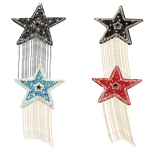 LOLIPPYY 4 Stück Strass Sterne Aufnäher mit Quaste Wasserdichte DIY Patches für Kreative Bastelprojekte Langlebige Hot Melt Aufkleber für Kleidung Taschen und Mehr LOLIPPYY 4 Stück Strass Sterne Aufnäher mit Quaste Wasserdichte DIY Patches für Kreative Bastelprojekte Langlebige Hot Melt Aufkleber für Kleidung Taschen und Mehr von LOLIPPYY