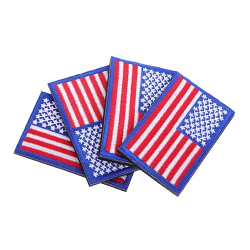LOLIPPYY 4 Stück Teiliges Amerikanische Flagge Stickerei Aufnäher mit Befestigung Große Abnehmbare Patches für Kleidung Rucksack Jacken und Hosen Patriotisches Design mit Hochwertiger von LOLIPPYY