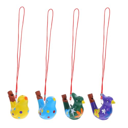 LOLIPPYY 4 Stück Teiliges Bunte Keramische Vogelpfeifen mit Realistischem Design und Einzigartigem Wasserklang Lustige Party Mitgelsel und Musikalische Spielzeuge für Erwachsene von LOLIPPYY