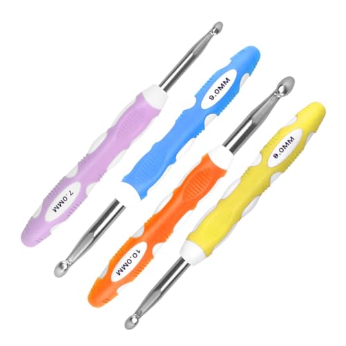 LOLIPPYY 4 Stück Teiliges Extra Großes Häkelnadel Set aus Langlebigem Aluminium mit Ergonomischem Rutschfestem Griff Geeignet für Dickes Garn DIY Handarbeit und Grobe Häkelprojekte von LOLIPPYY