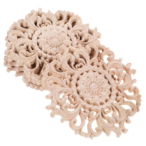 LOLIPPYY 4 Stück Teiliges Holzornamente Geschnitzte Möbel Appliques Stabile Holzdeko für Schrank Tür Kommode Bett Vintage Stil DIY Möbeldekoration von LOLIPPYY