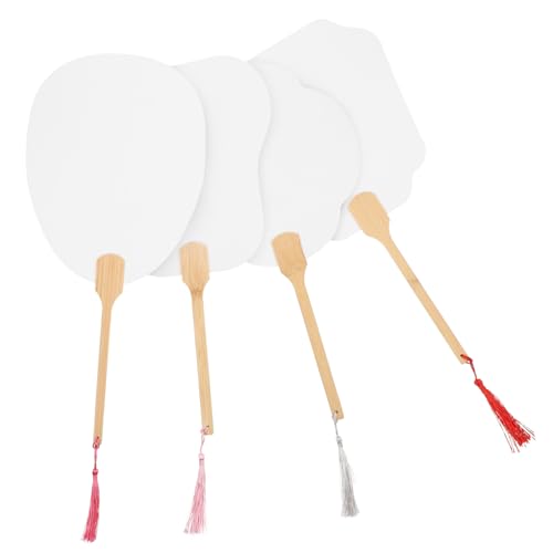 LOLIPPYY 4 Stück Teiliges Klassischer Papier handfächer Blanko DIY Bemalbar Runde Graffiti Fächer Tragbar Langlebig für Dekoration Hochzeit Bühnenrequisiten Geschenkidee von LOLIPPYY