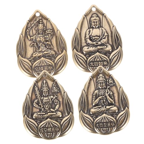 LOLIPPYY 4 Stück Teiliges Messing Buddha Amulett Antike Anhänger mit Buddhistischen Schutzgottheiten Dekorative Schlüsselanhänger für Rucksack Festival und Geschenkideen LOLIPPYY 4 Stück Teiliges Messing Buddha Amulett Antike Anhänger mit Buddhistischen Schutzgottheiten Dekorative Schlüsselanhänger für Rucksack Festival und Geschenkideen von LOLIPPYY