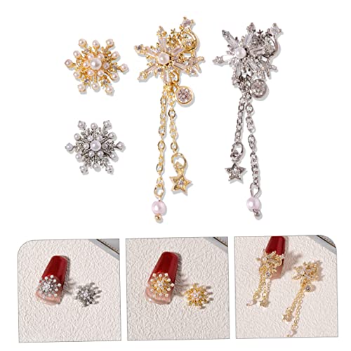 LOLIPPYY 4 Stück Teiliges Schneeflocken Nail Charms aus Legiertem Material Glänzende Nagelkunst Deko Langlebig und Sicher für Weihnachtsnägel Frauen DIY Nail Art Festliche Nagelverzierung von LOLIPPYY