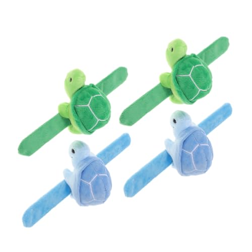 LOLIPPYY 4 Stück Teiliges Turtle Slap Bracelets aus Weichem Plüsch Niedliche Tierische Snap Armbänder für Erwachsene Hautfreundliche Bequeme Wristbands für Partys Alltag von LOLIPPYY